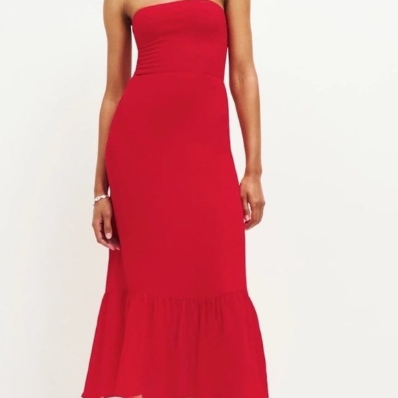 Strapless Red Reformation Dress - Picture 2 of 4